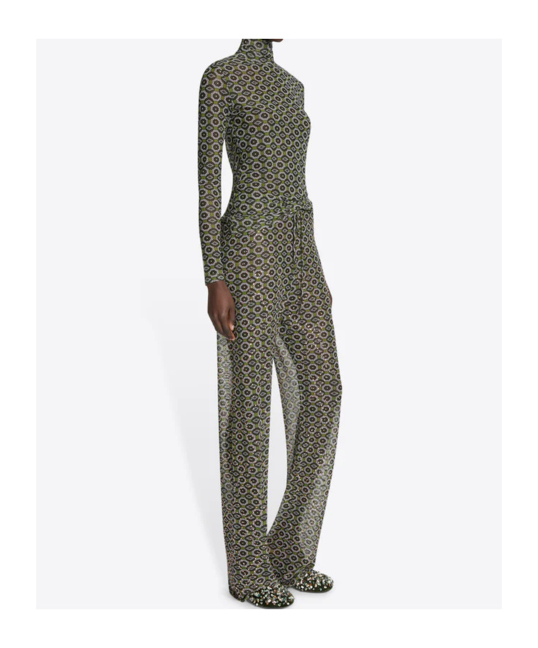 Dries Van Noten Geometric-pattern Turtleneck Tee In Gray