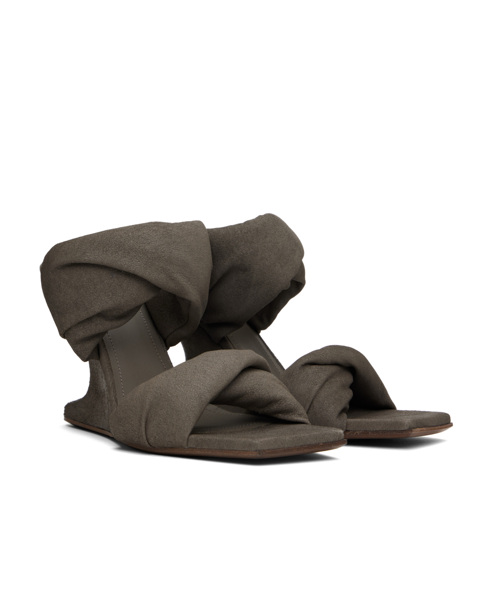 Rick Owens Square-headed High-heeled Sandals In Brown