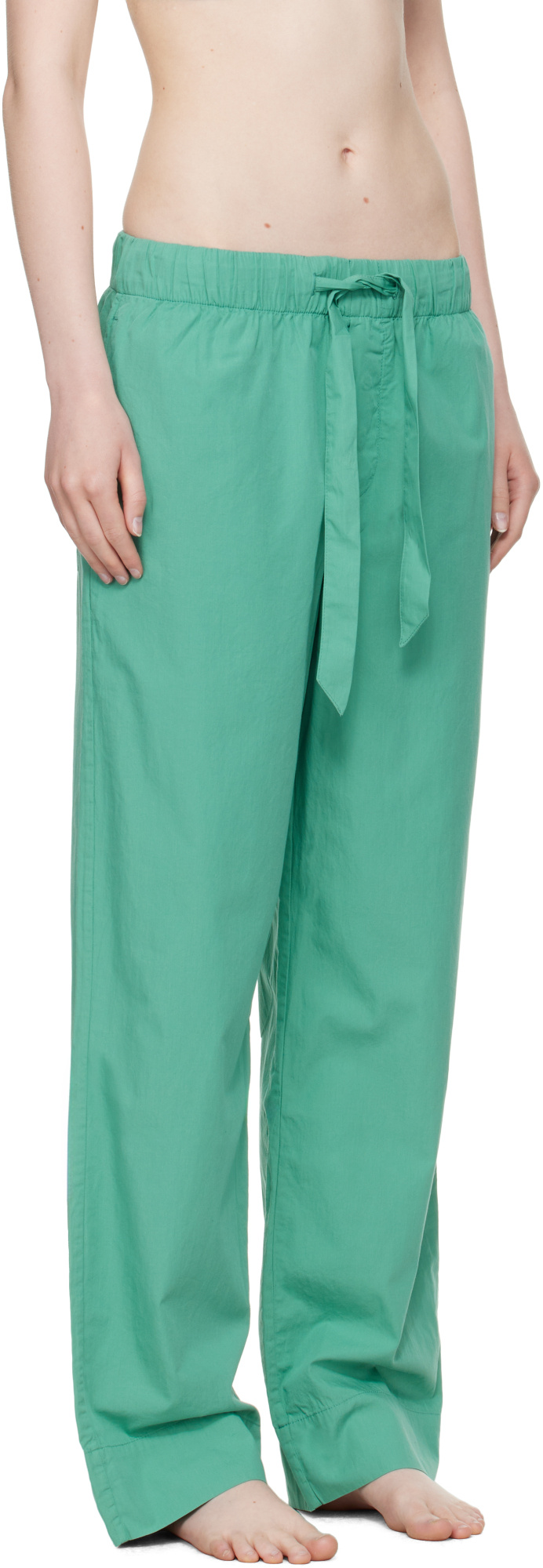 Tekla Drawstring Pajama Pants In Green