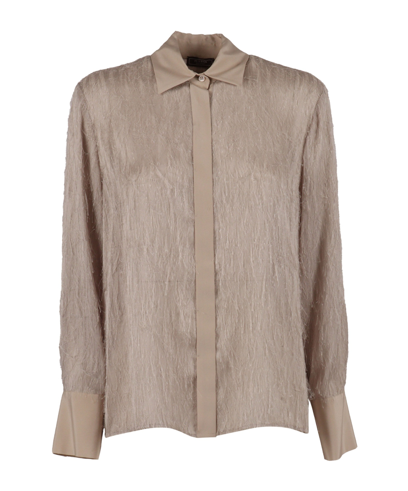Peserico Textured Blouse With Contrasting Collar In Brown