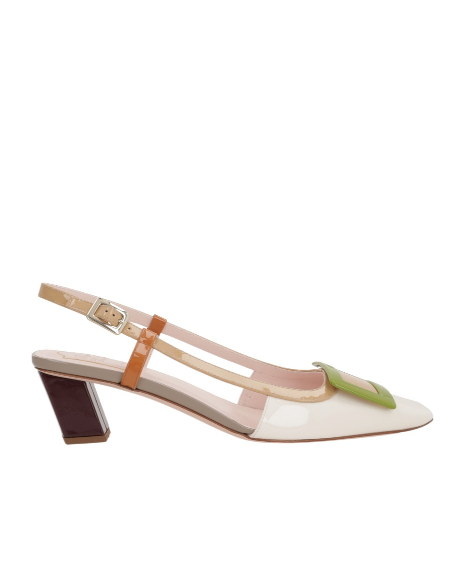 Roger Vivier Belle Vivier Multicolour Patent Leather Slingback In Neutral