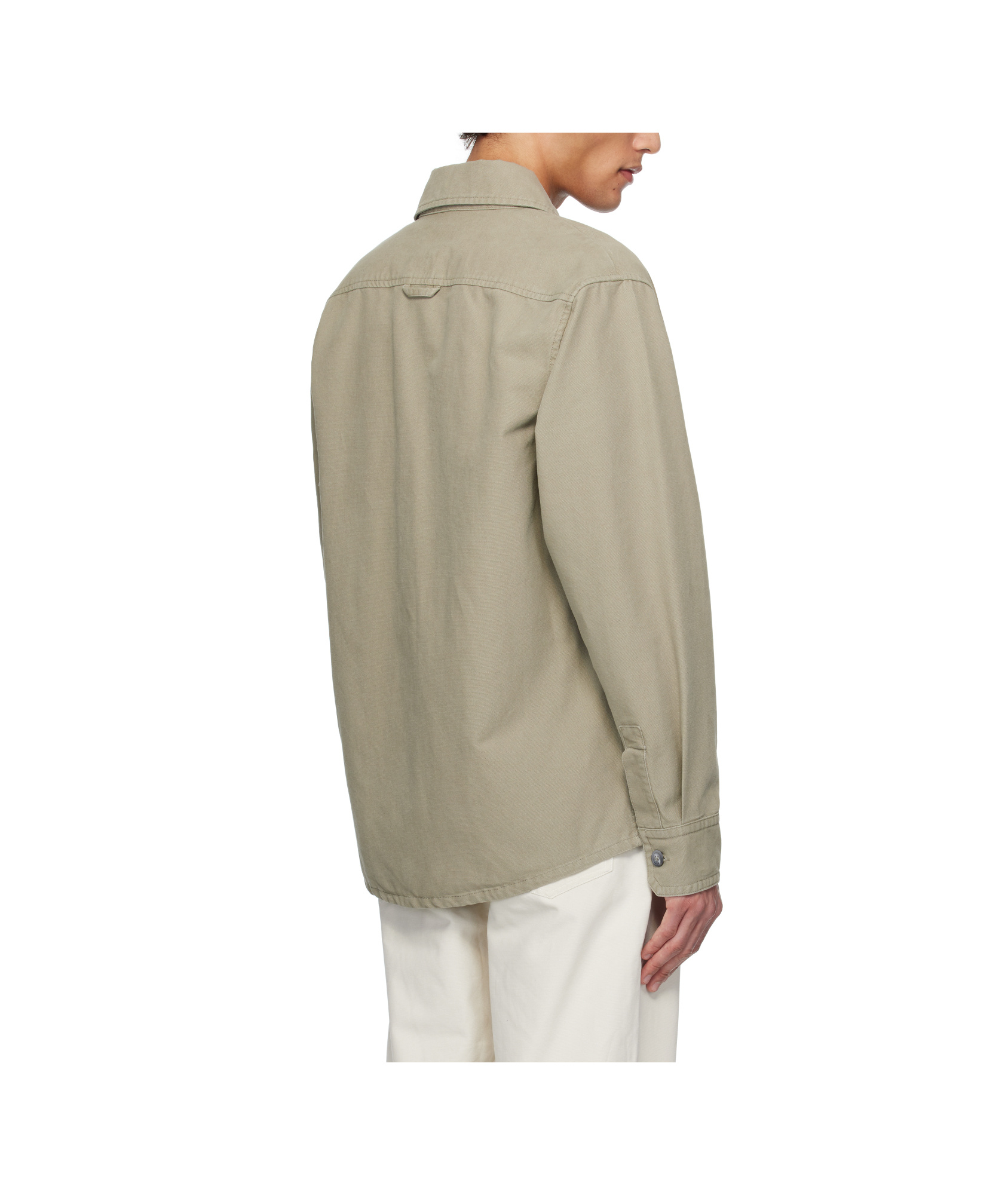 Apc A.p.c. Surchemise Basile Brodee Poitrine In Gray-green