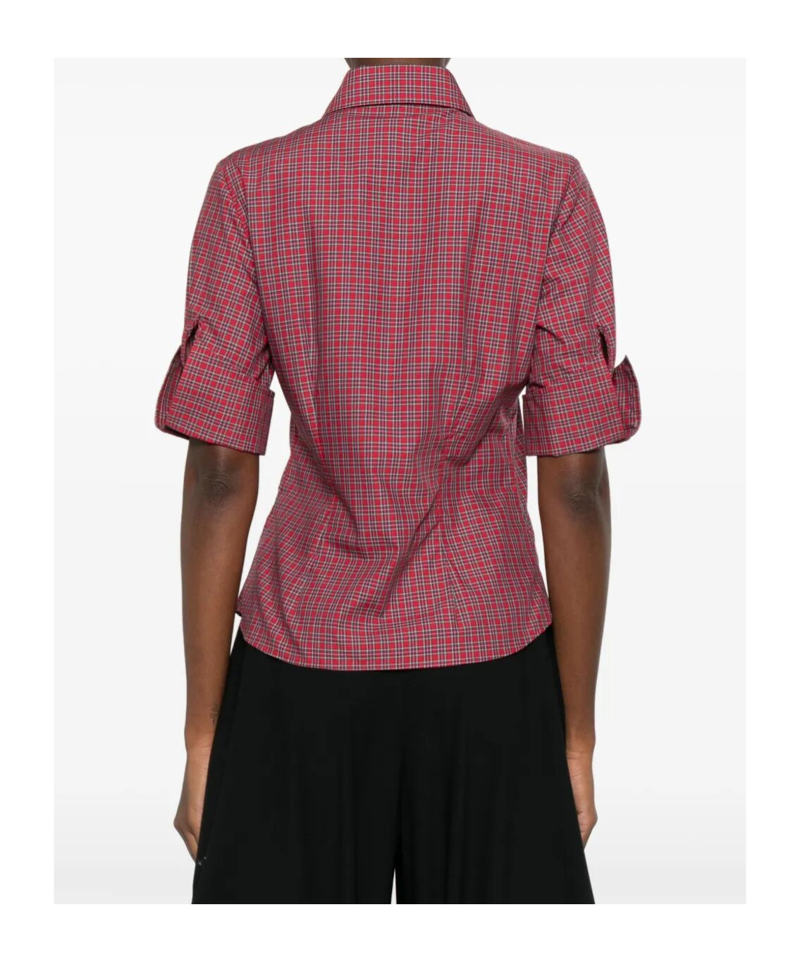 Vivienne Westwood Checkered Fold Cuffs Point Collar Short Sleeves In Multi