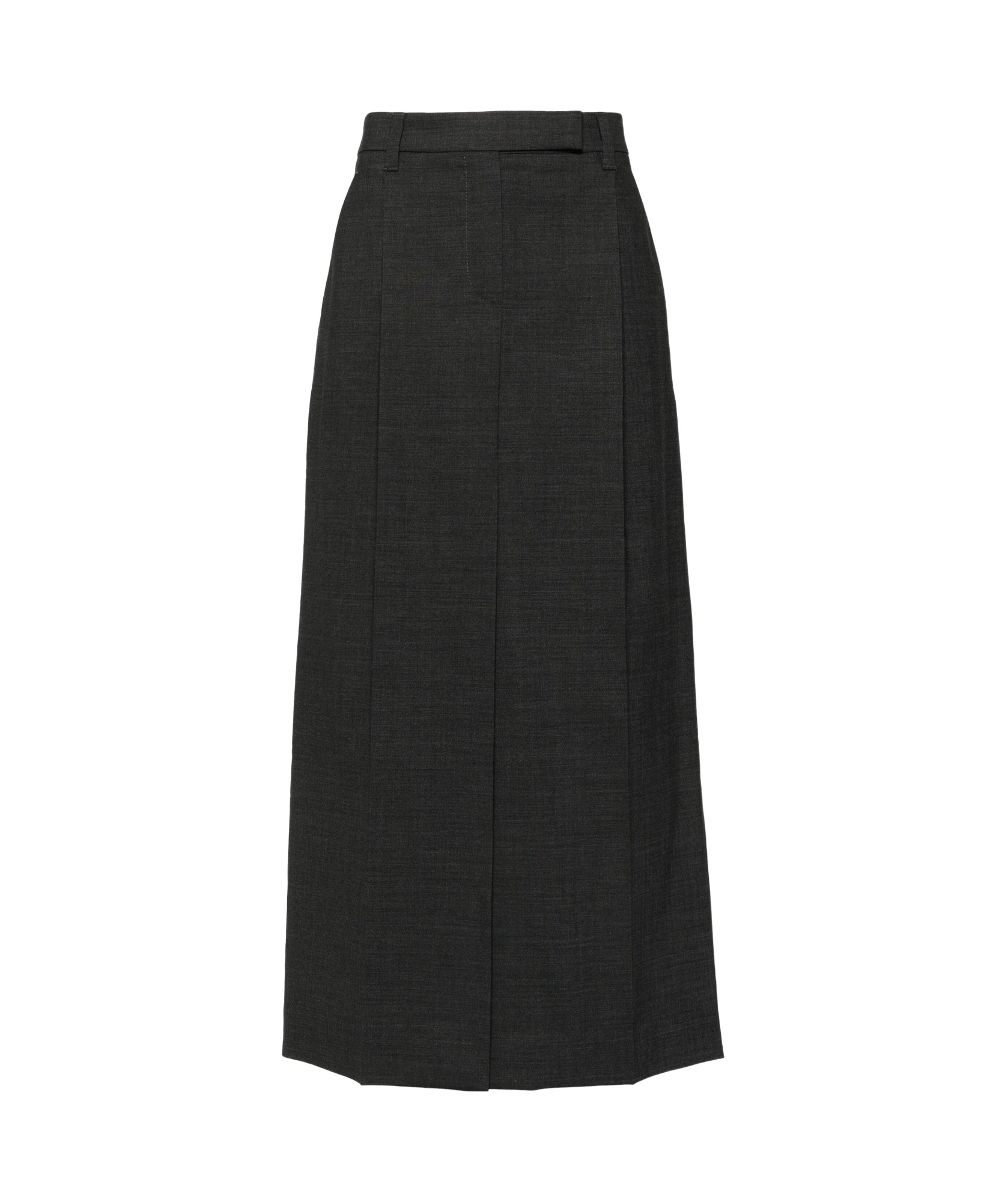 Brunello Cucinelli Women Sartorial Long Skirt In Virgin Wool Canvas In Black