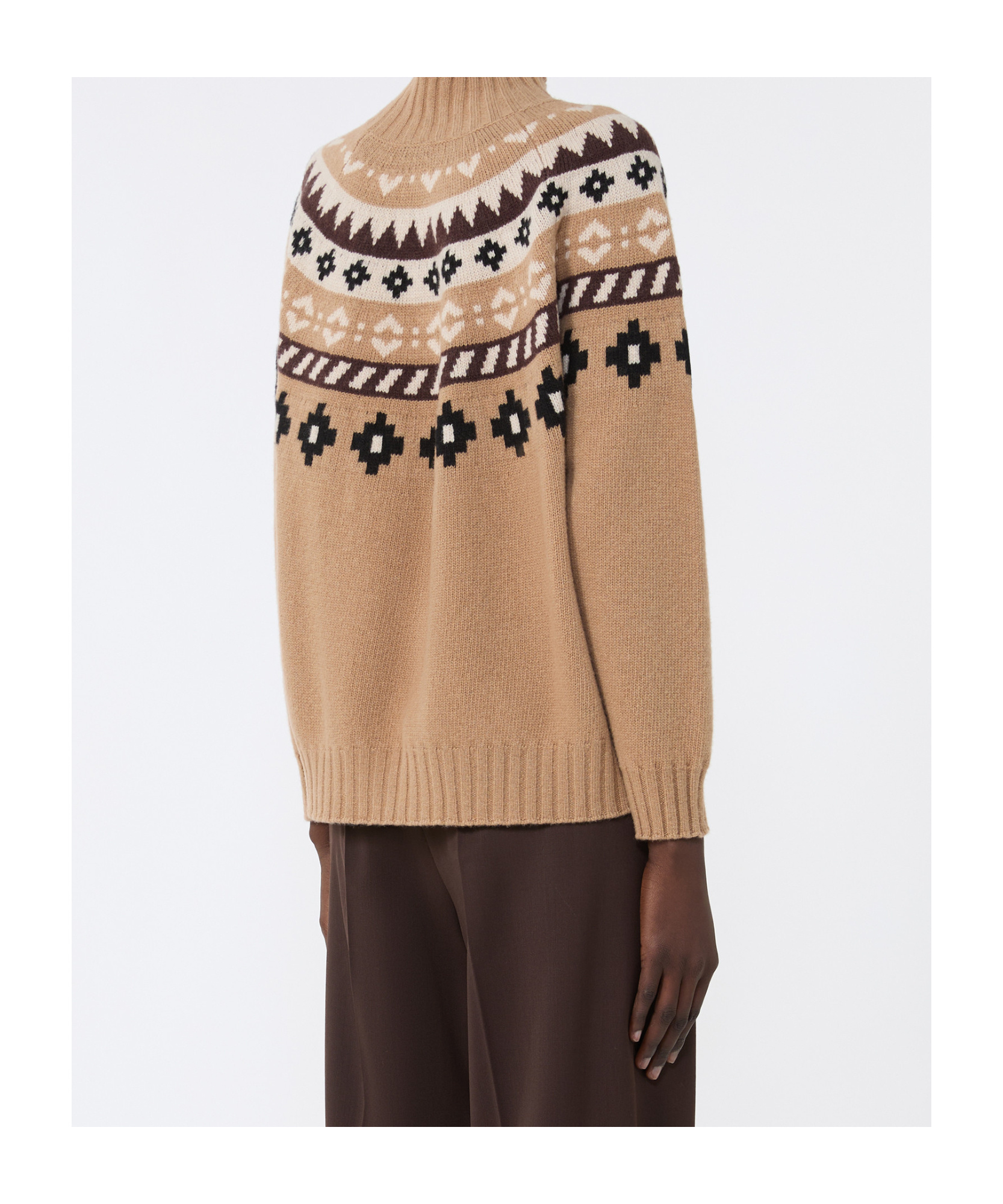 Weekend Max Mara Wool Jacquard Jumper In Brown