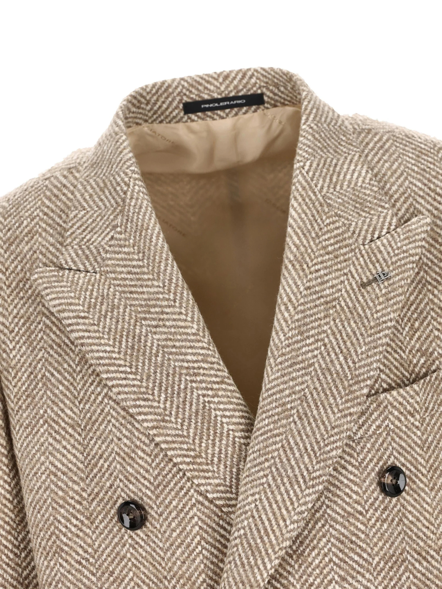 Tagliatore Herringbone Patterned Double-breasted Coat In Brown