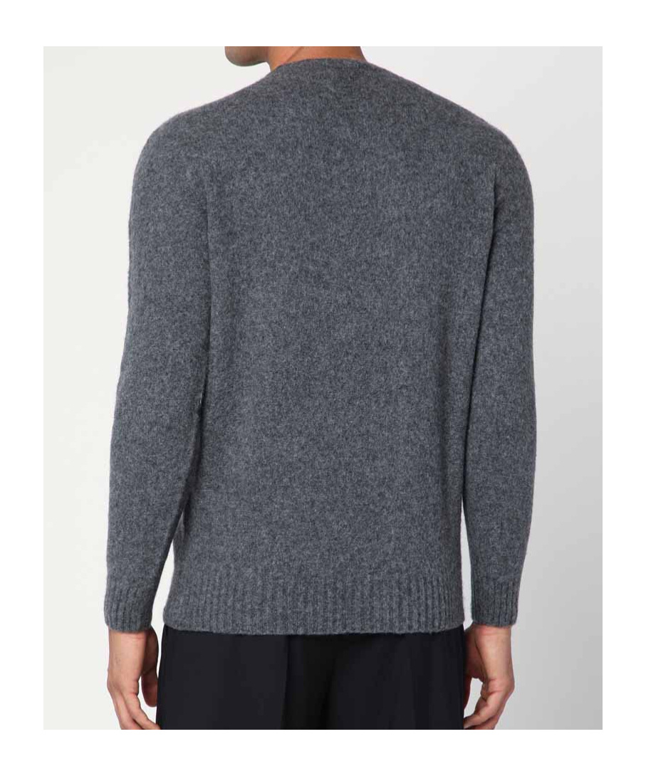 Drumohr Soft Textured Crewneck Sweater With Ribbed Cuffs In Gray