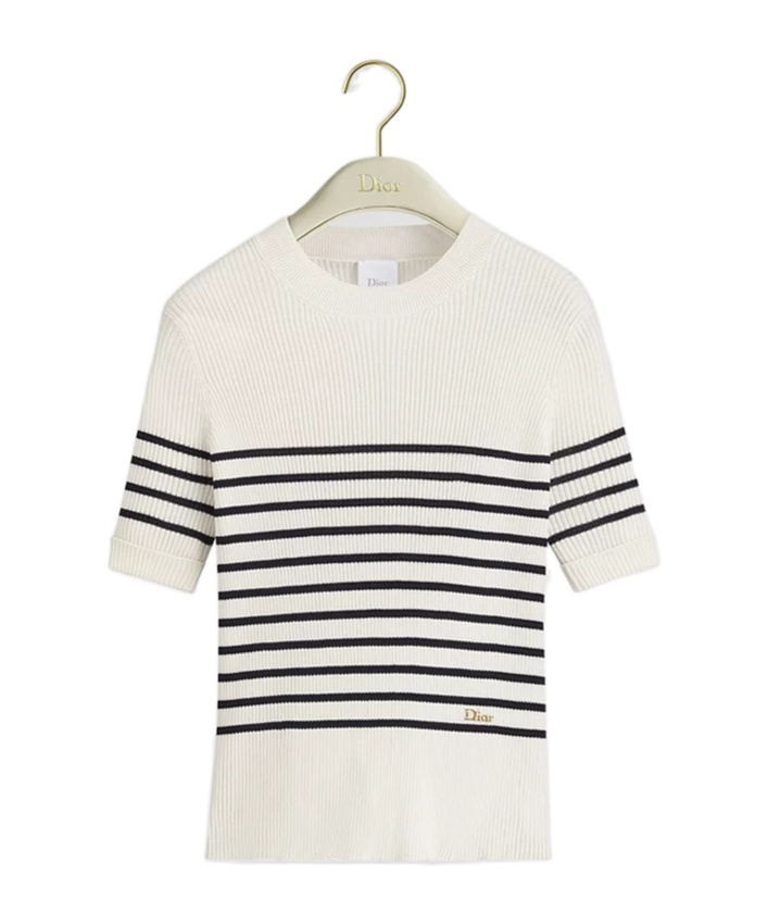 Dior Short-sleeved Slim-fit Knit In White