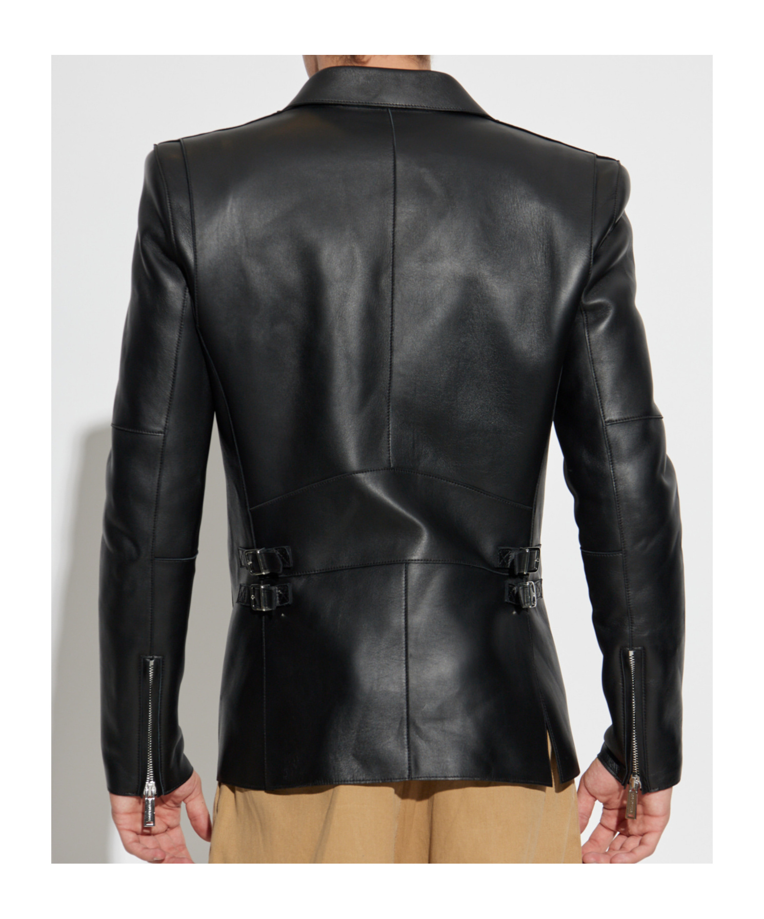 Dsquared2 Single-breasted Leather Blazer In Black