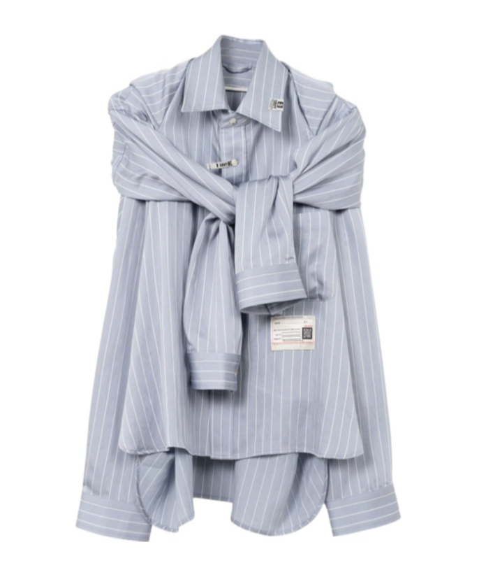 Miharayasuhiro Blue Sleeve Layered Stripe Shirt In Blue
