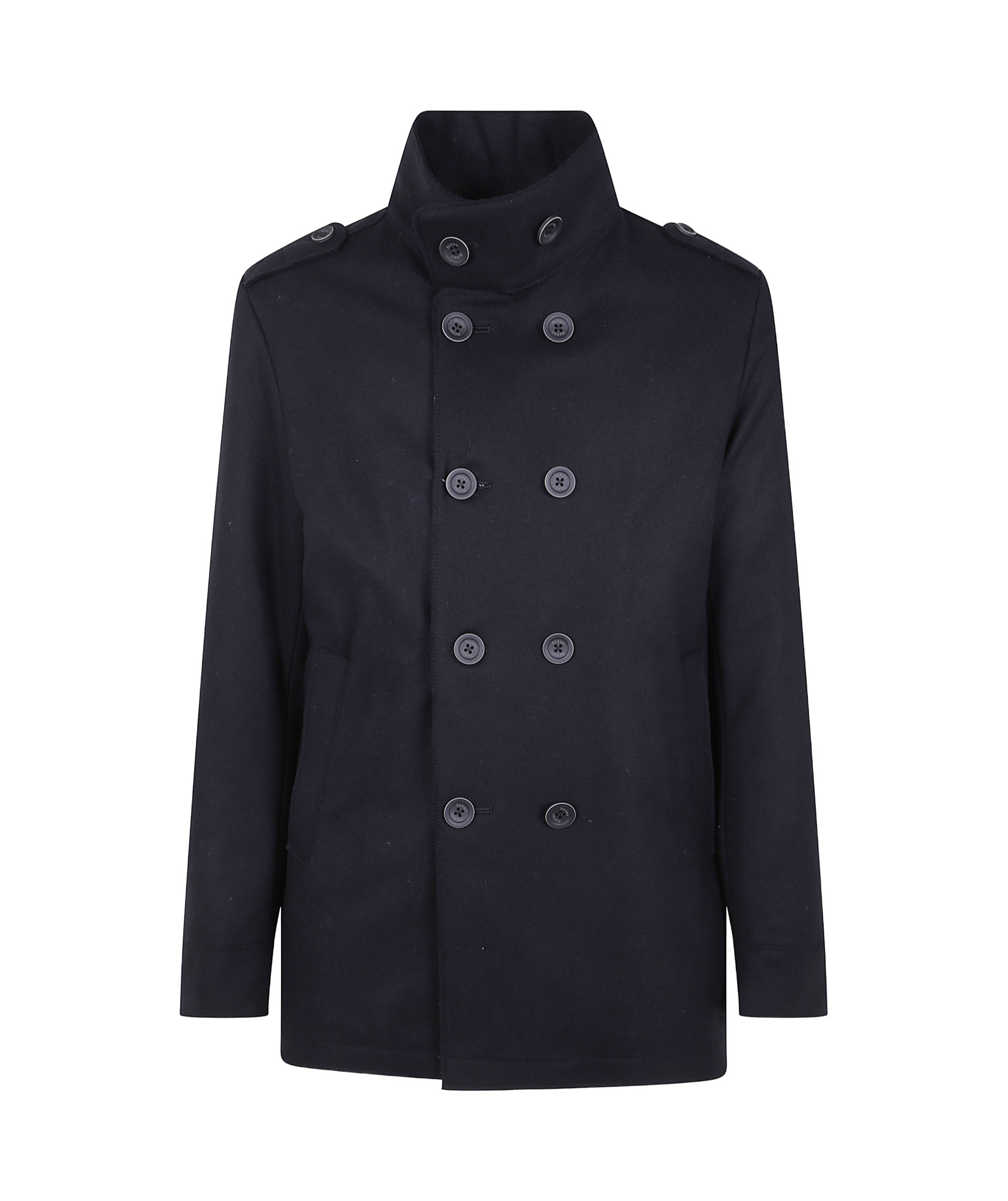 Herno Double-breasted Coat In Black