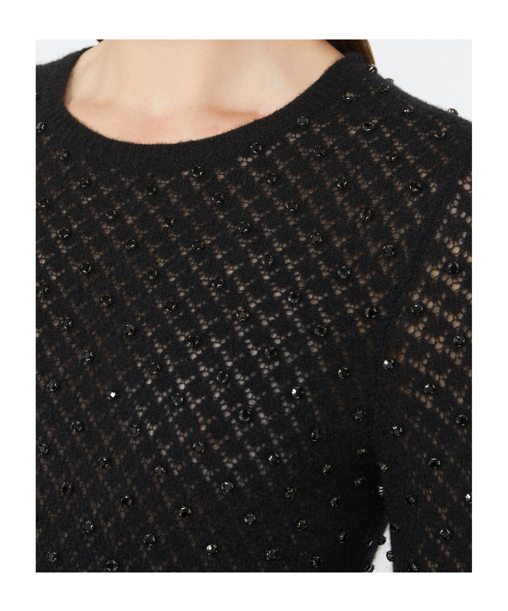 Max Mara Embroidered Wool And Mohair Yarn Sweater In Black