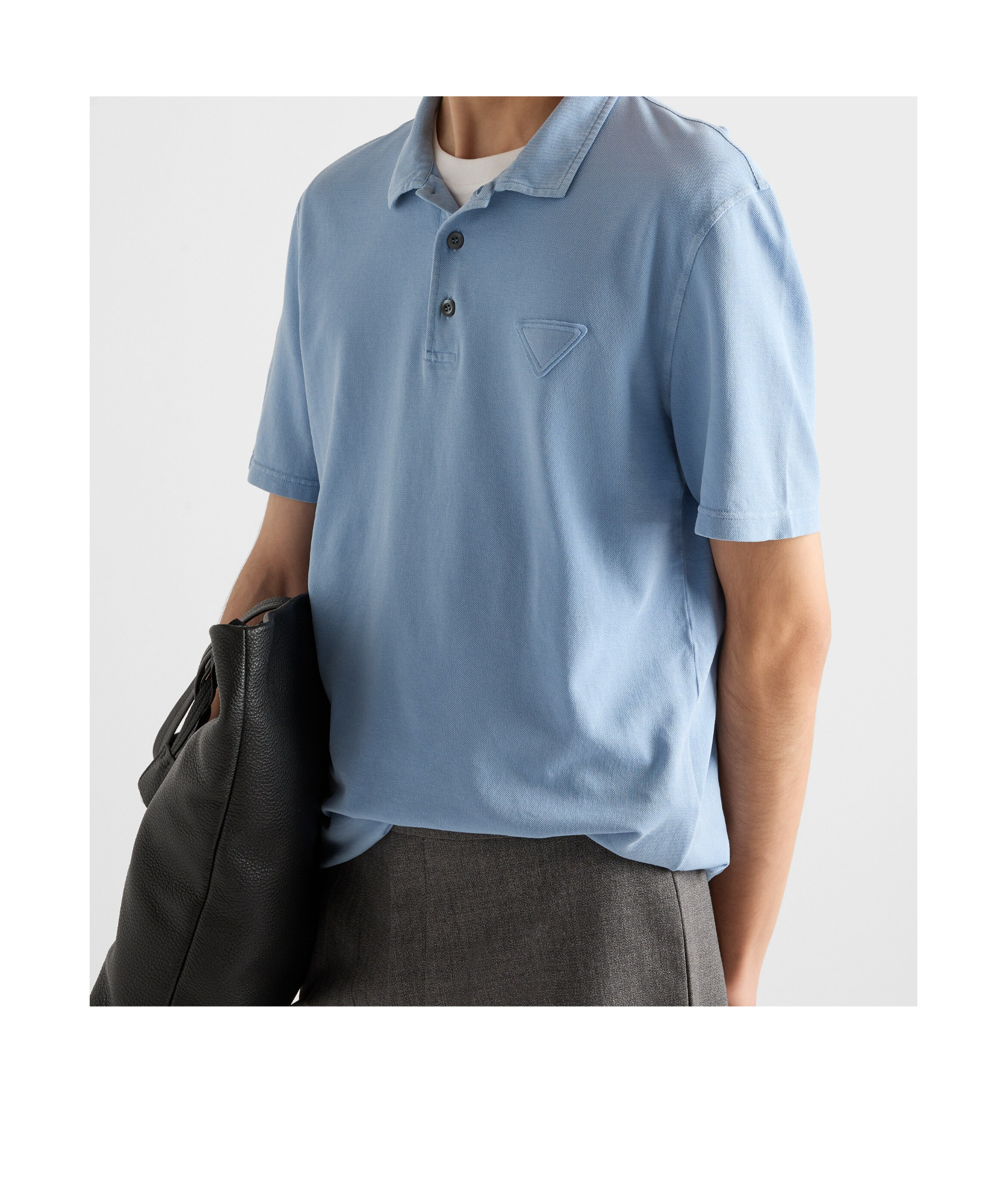 Shop Prada Short-sleeved Piqué Polo Shirt In Periwinkle Blue