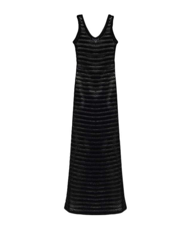 Alaïa Open-knit Maxi Dress In Black