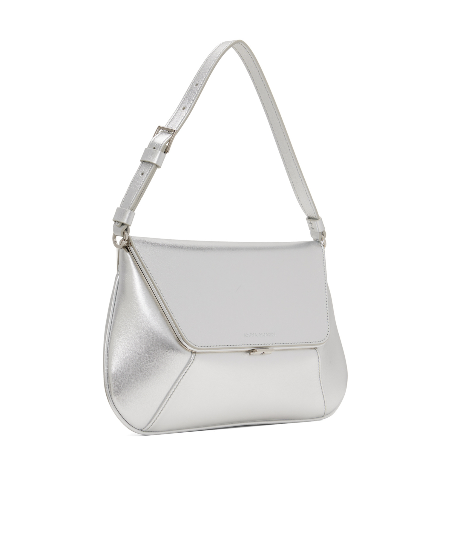 Amina Muaddi Calf Leather Rectangular Shoulder Bag In White