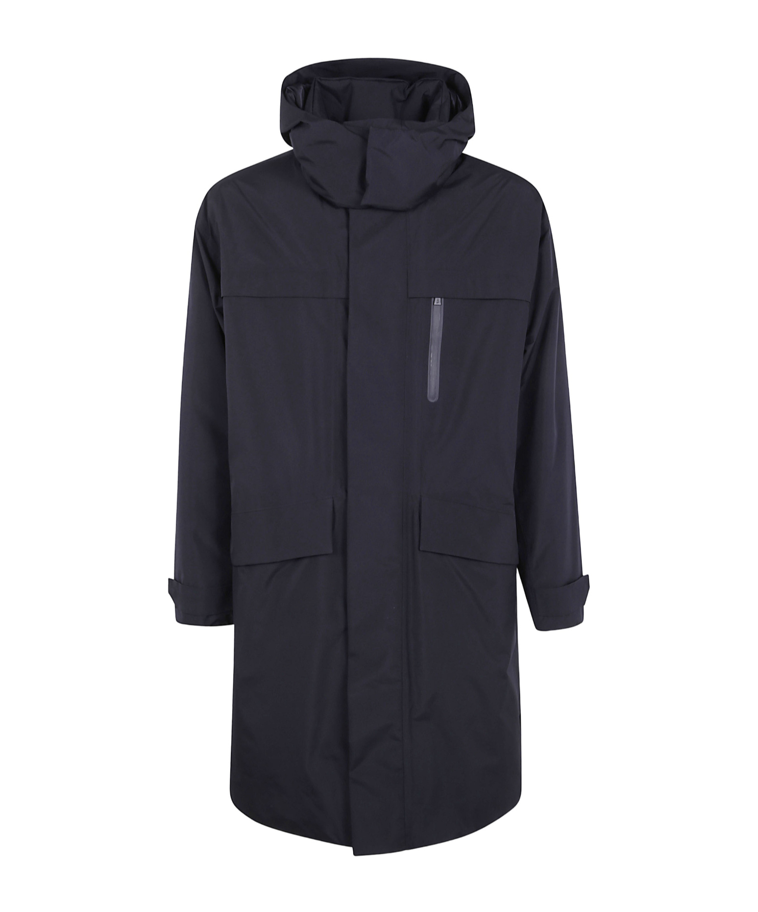 Herno Hooded Zip Coat In Blue