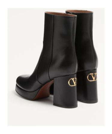 Valentino Garavani Fawcette Platform Ankle Boot In Calfskin 90mm Woman Black 42 In Black