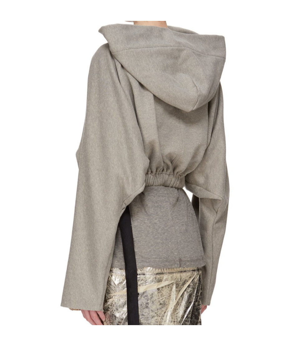 Rick Owens Drkshdw Drawstring Hoodie In Gray