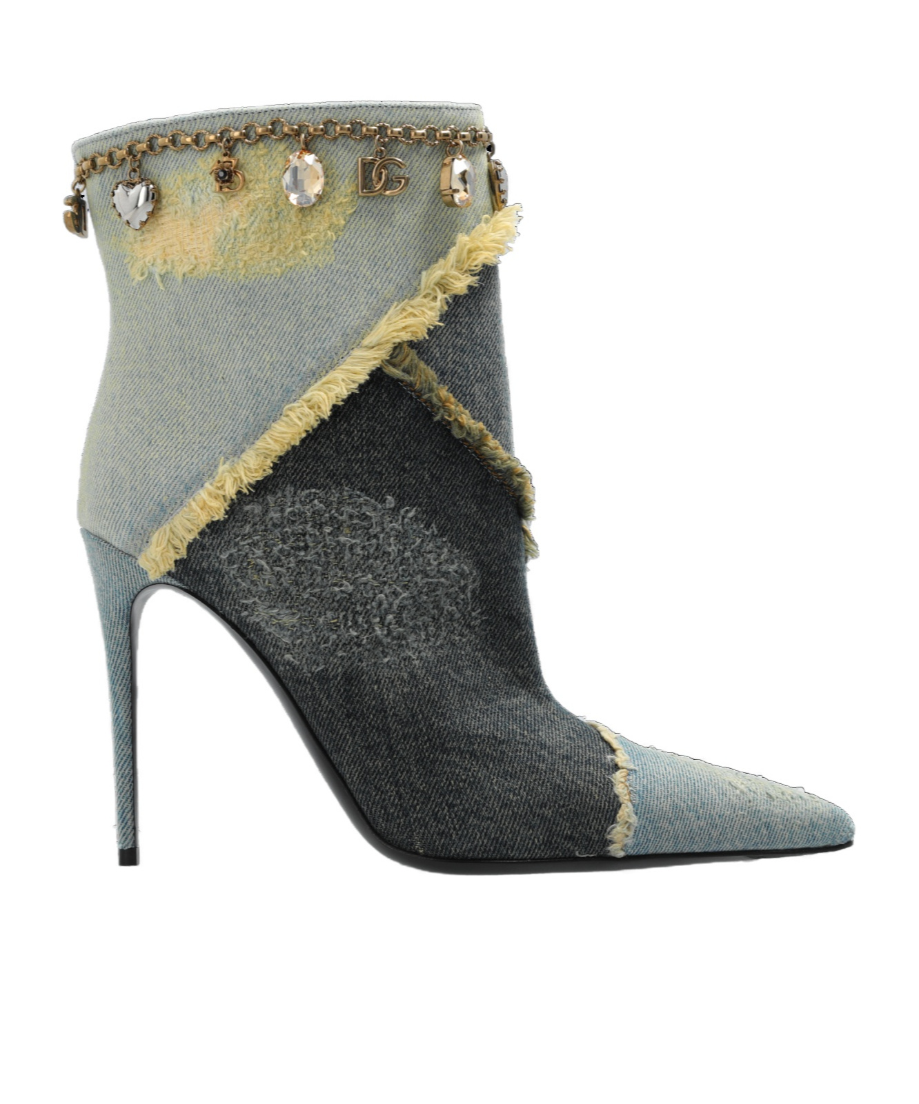Shop Dolce & Gabbana Distressed Denim Boots In Black