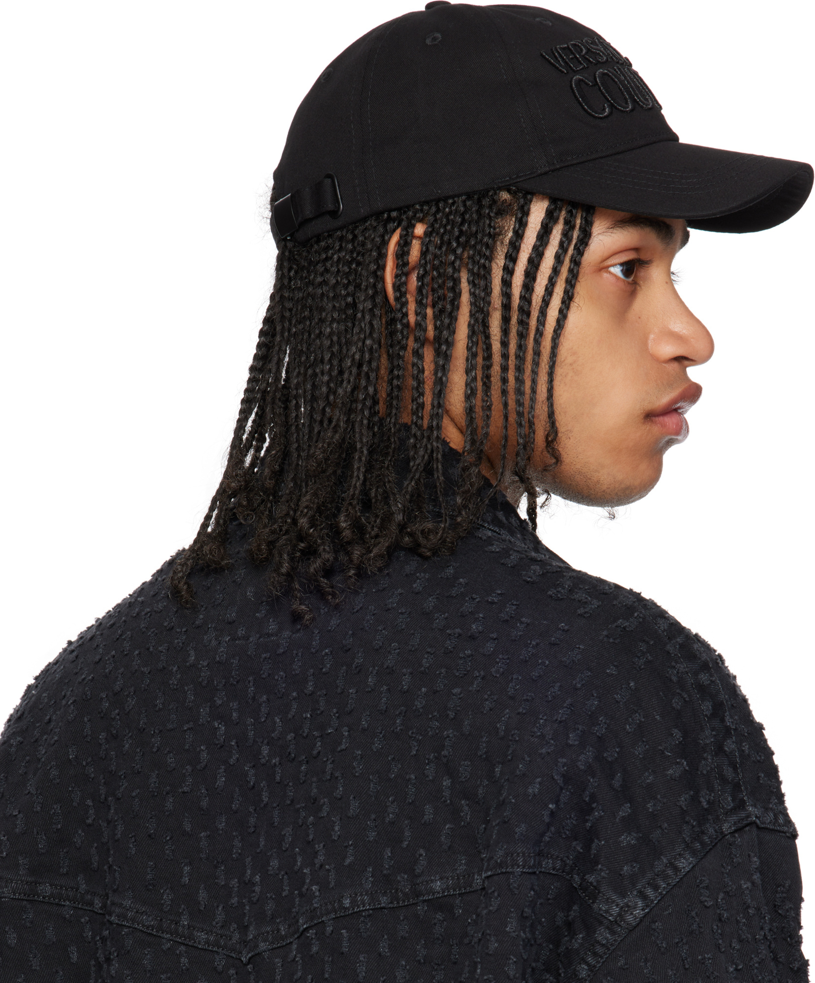 Shop Versace Jeans Logo Embroidered Baseball Cap In Black