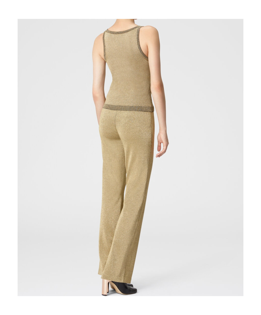 Missoni Metallic Knitted Flared Pants In Nude