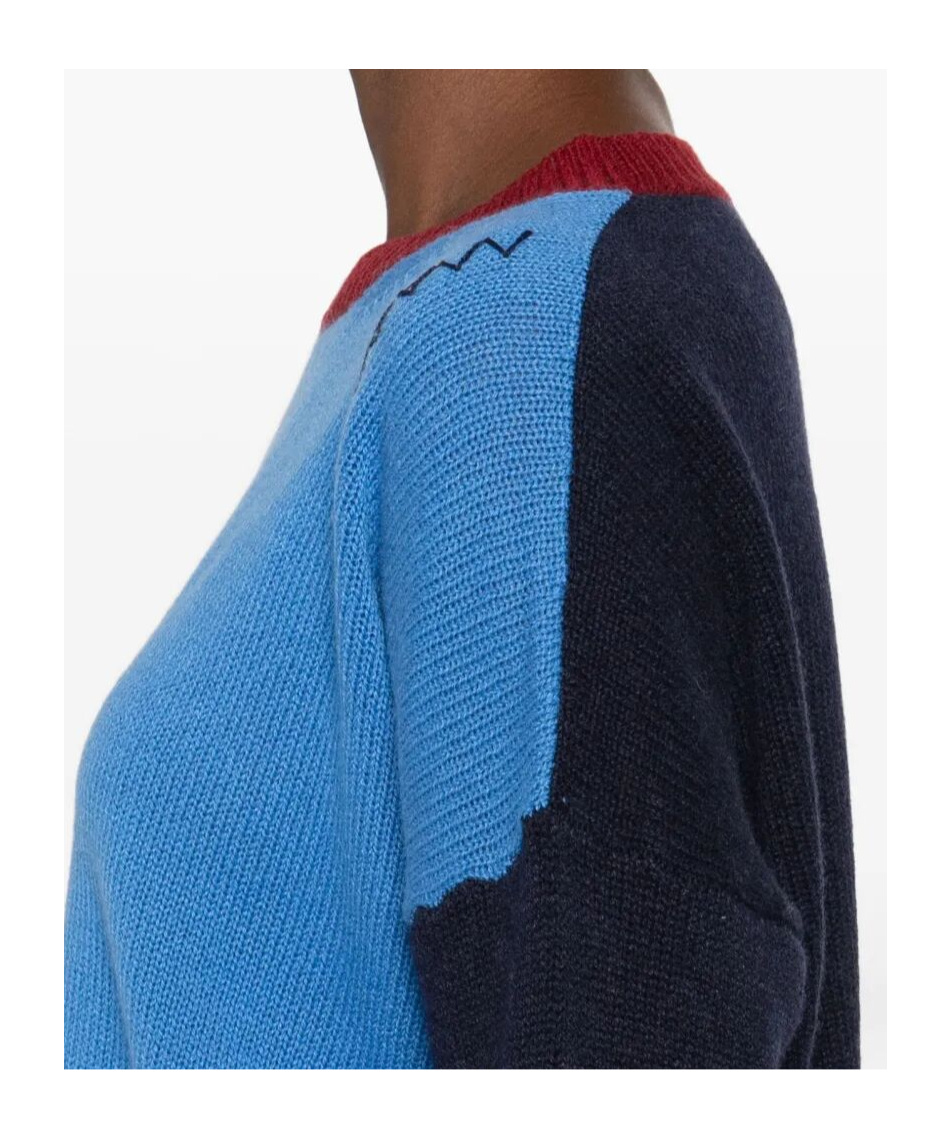 Marni Colour-block Cashmere Cropped Sweater Clothing In Blue