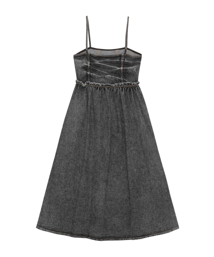 Ganni Women Stretch Future Denim Dress In Black Washed