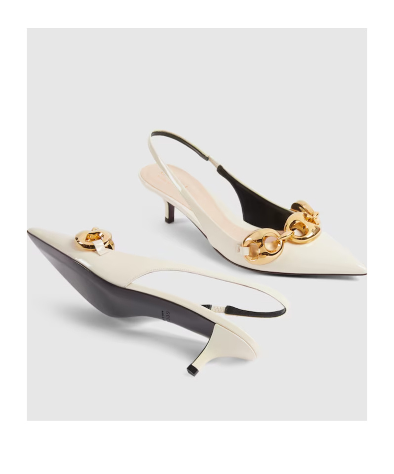 Gucci Marina Patent Leather Pumps In Nude