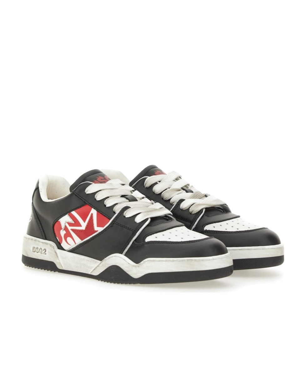 Dsquared2 Black Sneakers With Distressed Effect And Logo On The Heel In Black