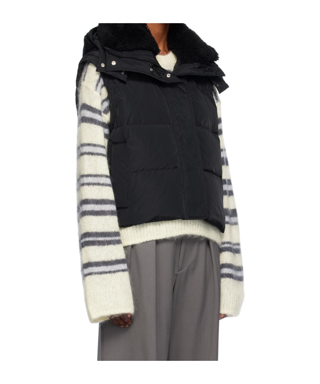 Shop Yves Salomon Quilted Zipper Down Vest In Black