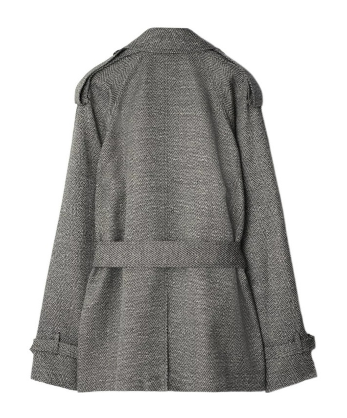 Burberry Chevron-jacquard Belted Coat In Black