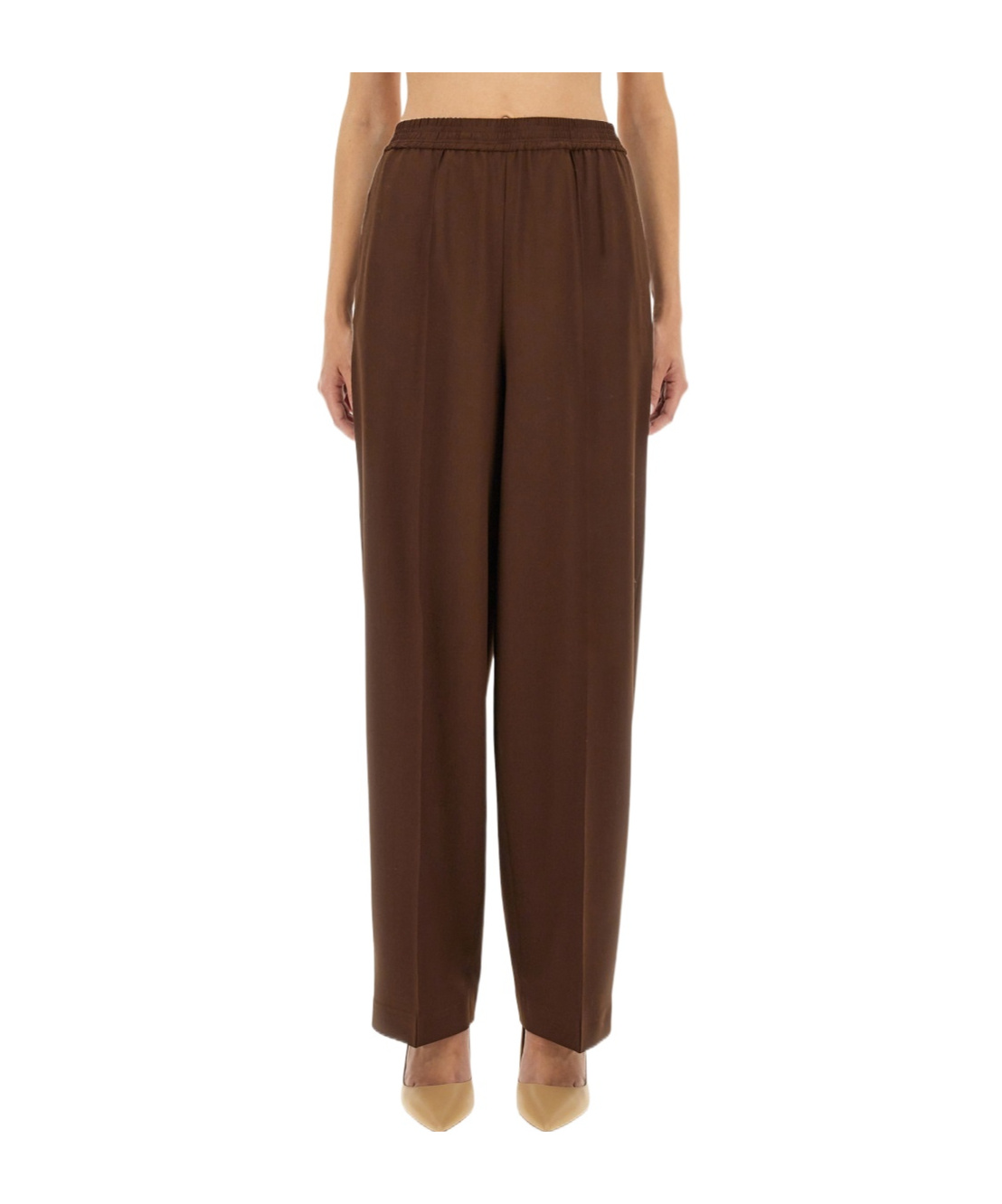 Fabiana Filippi Elastic-waist Side-seam Trousers In Brown
