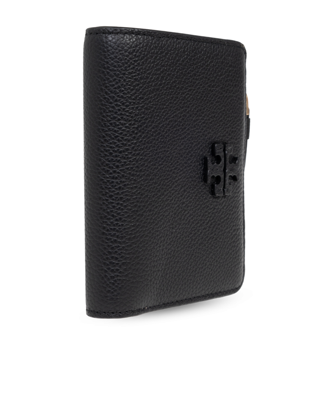 Tory Burch Logo-patch Leather Wallet In Black