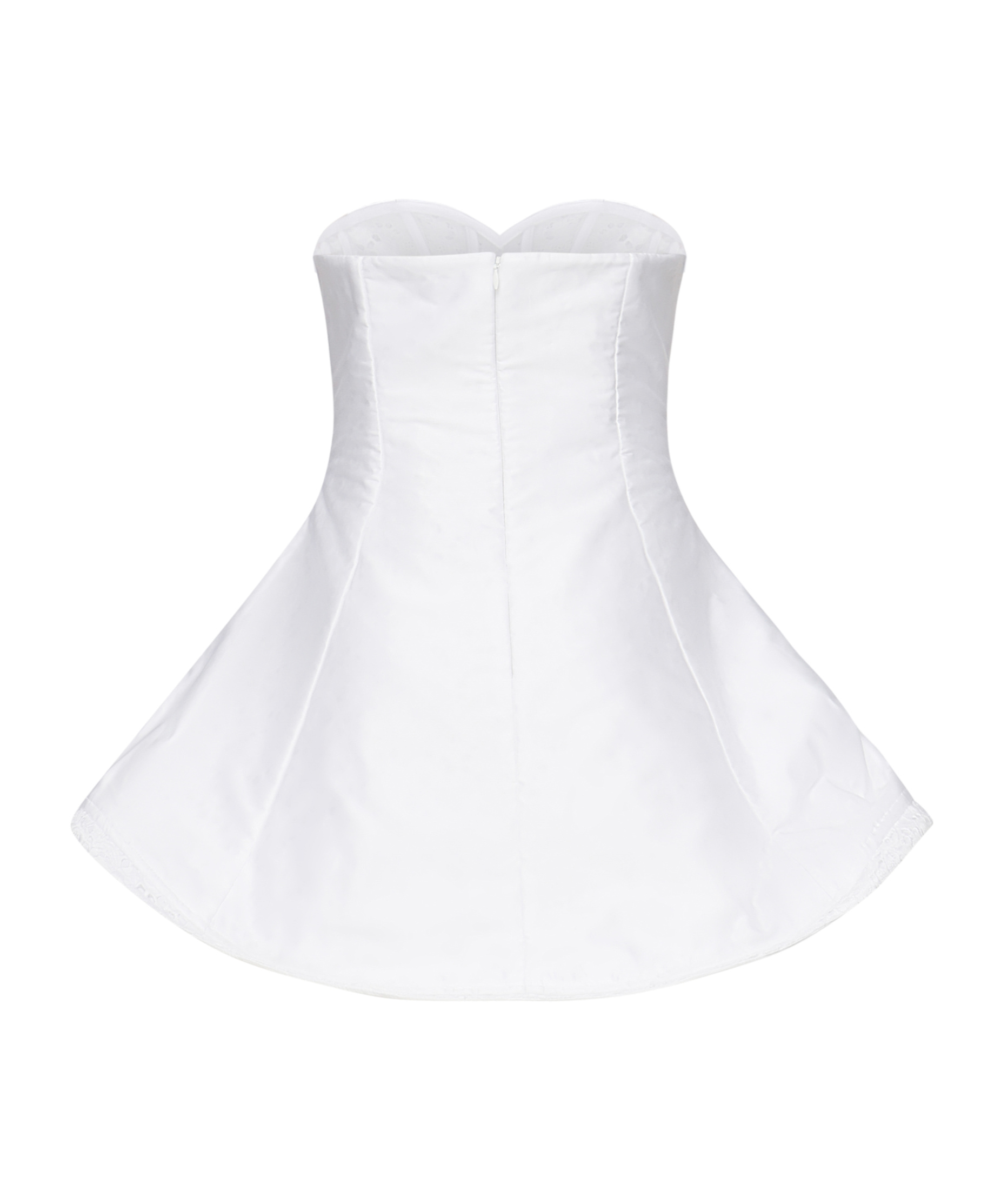 Magda Butrym Lace Poplin Strapless Babydoll Mini Dress In White In White