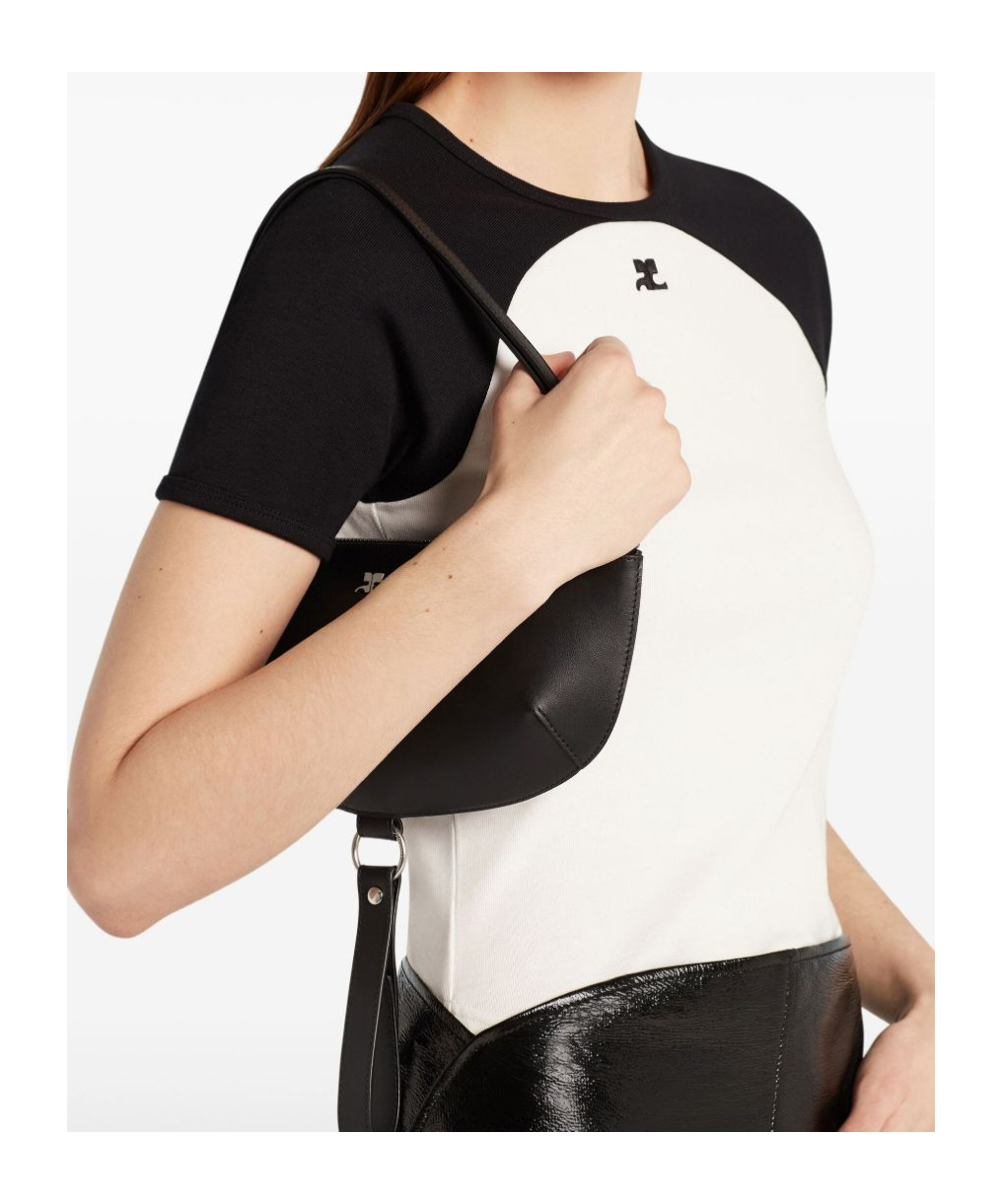 Courrèges Circle Contrast Cotton Jersey T-shirt In White