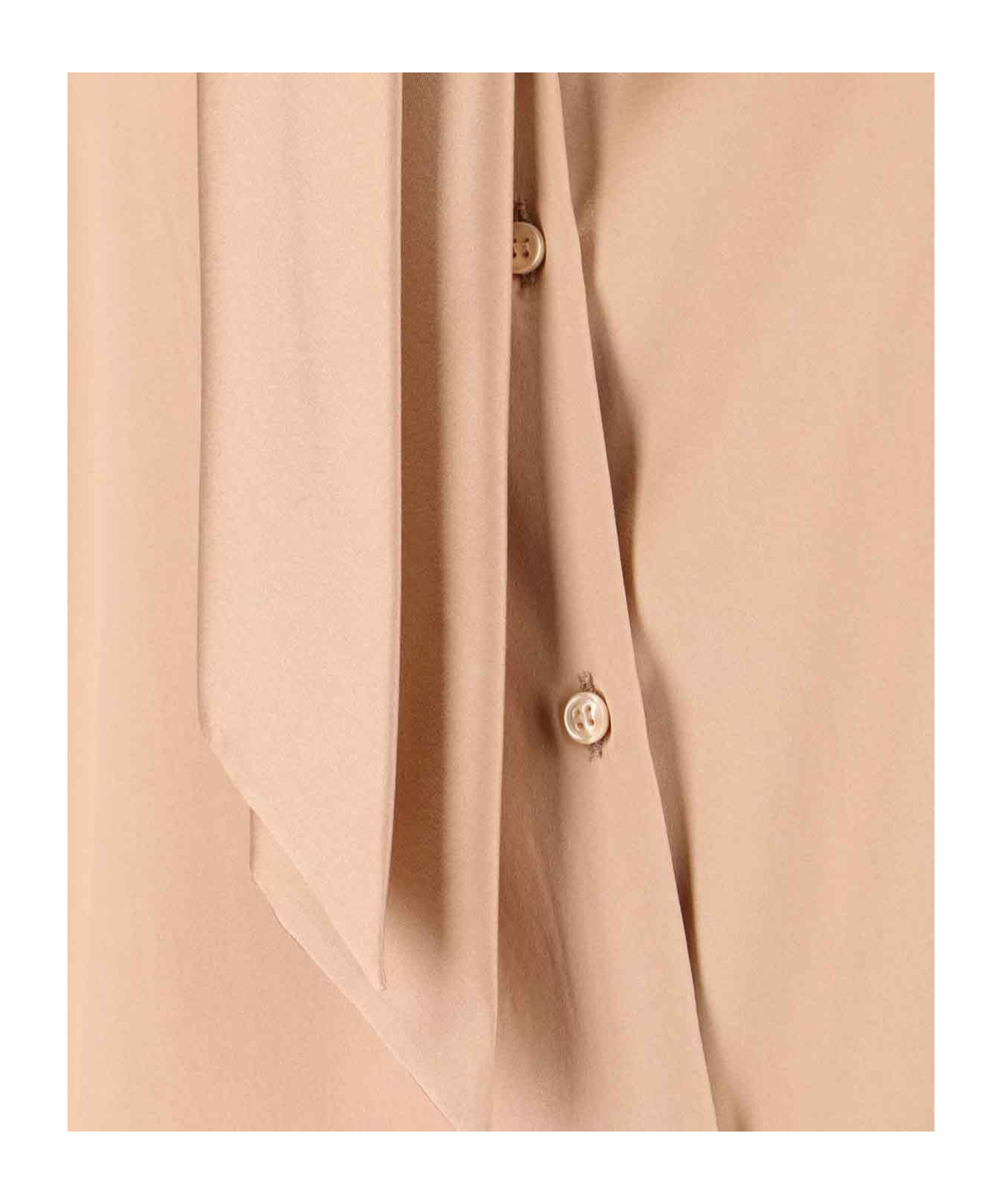Ermanno Scervino Satin Long Sleeve Top With Bow Detail In Brown