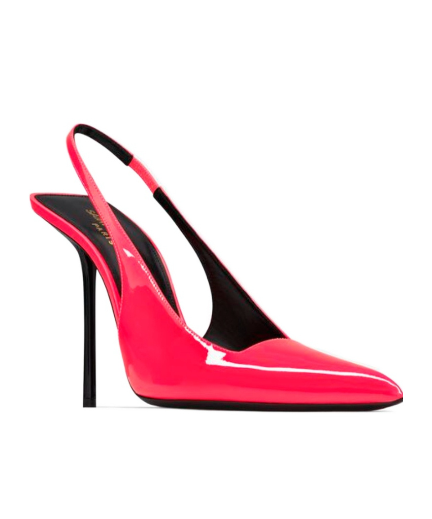 Saint Laurent Kiss 105 Patent Leather Slingback Pumps In Red
