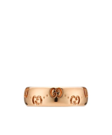 Gucci Icon 18k Gg Thin Ring In Pink