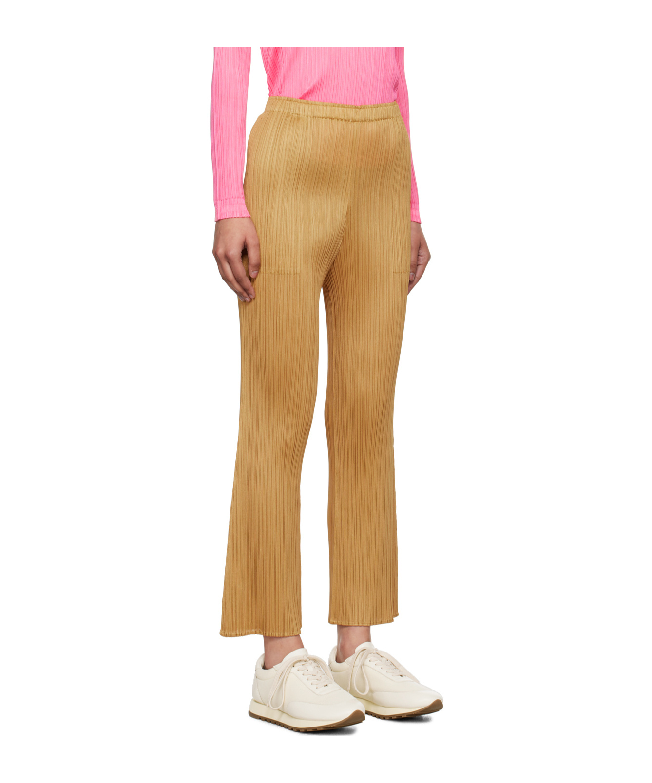 Shop Issey Miyake Pleated Trousers In Brown