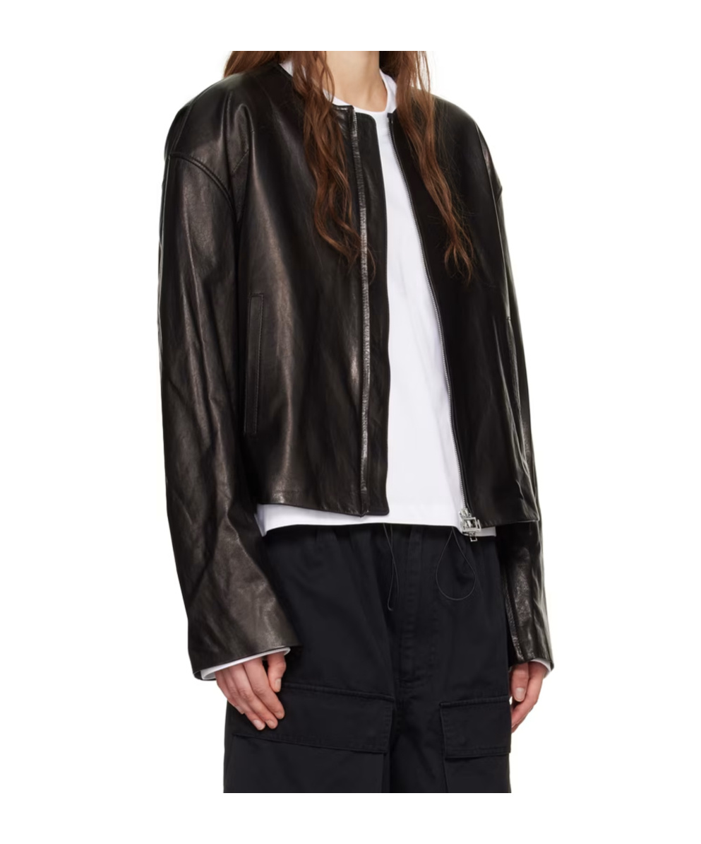 Wooyoungmi Zippered Leather Jacket In Brown