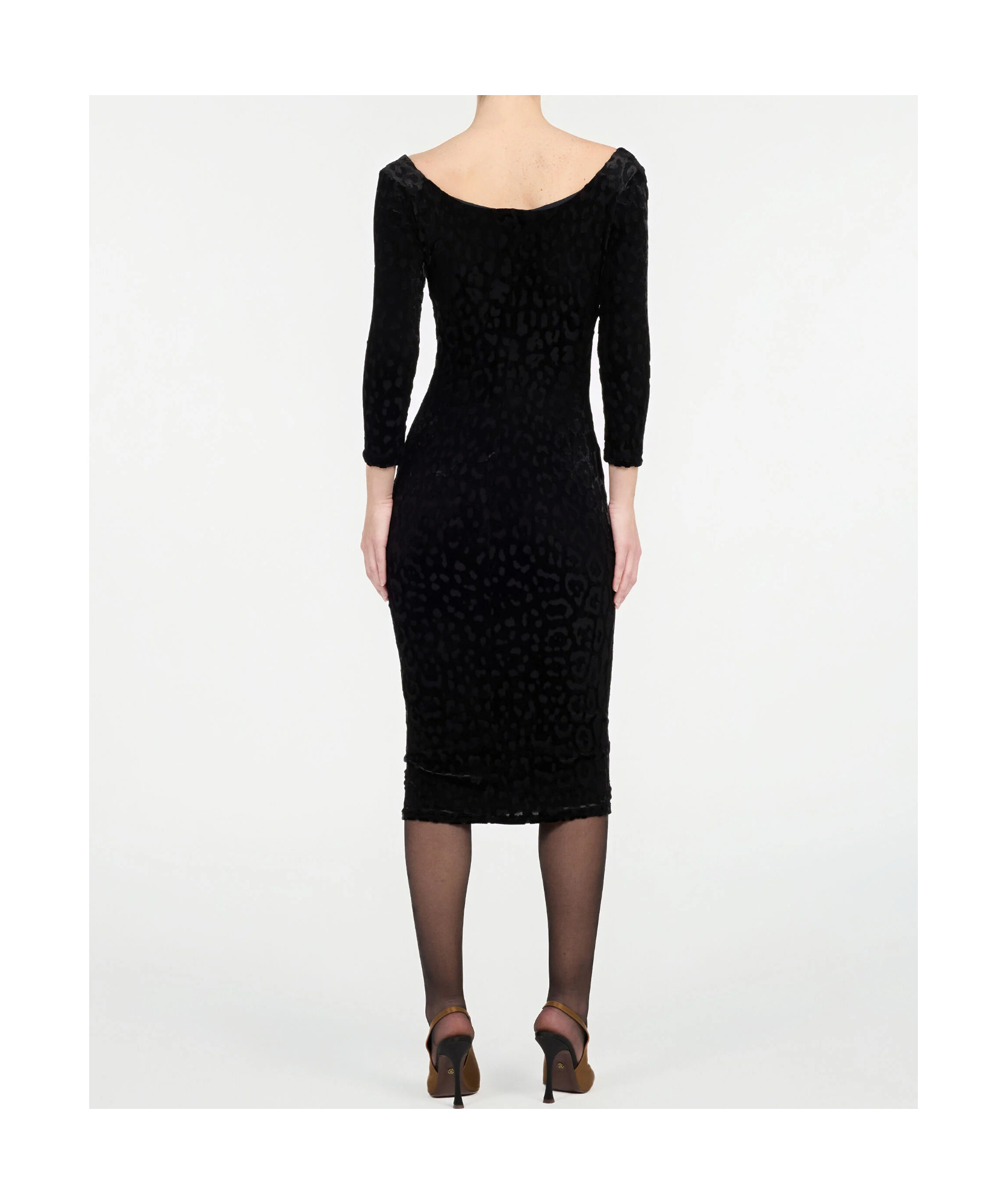 Roberto Cavalli Patterned Midi Dress In Black