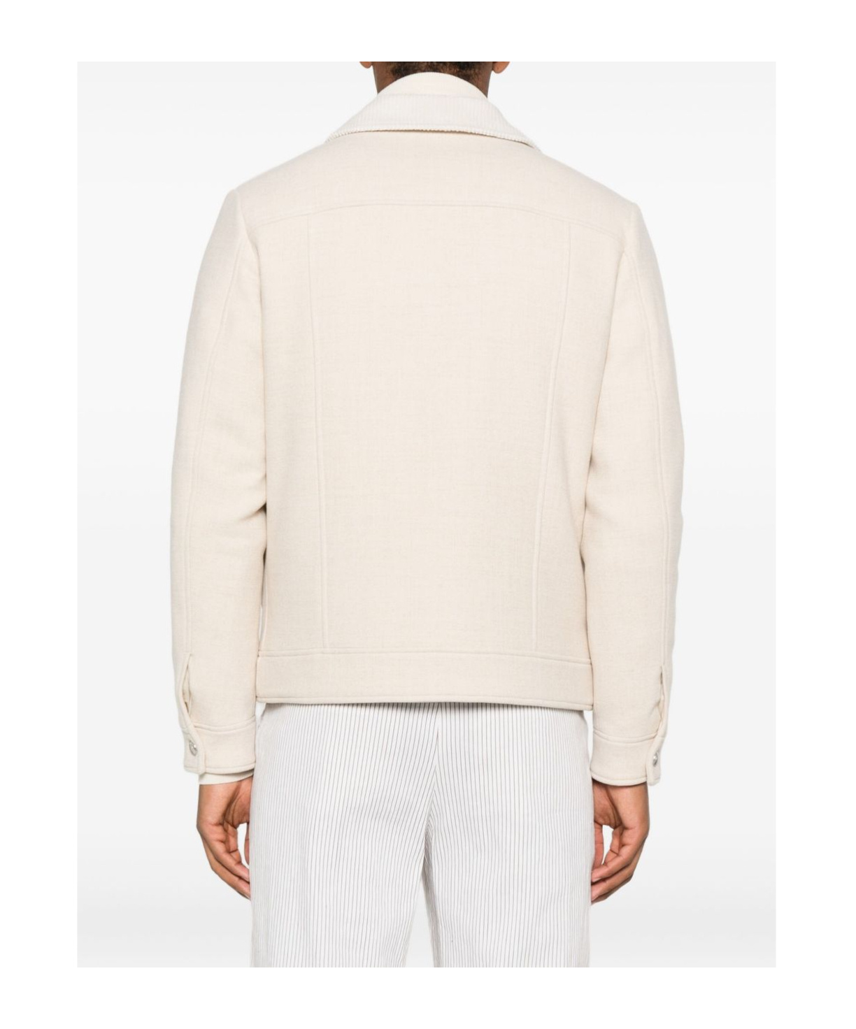 Eleventy Corduroy Collar Button Casual Jacket In Neutral