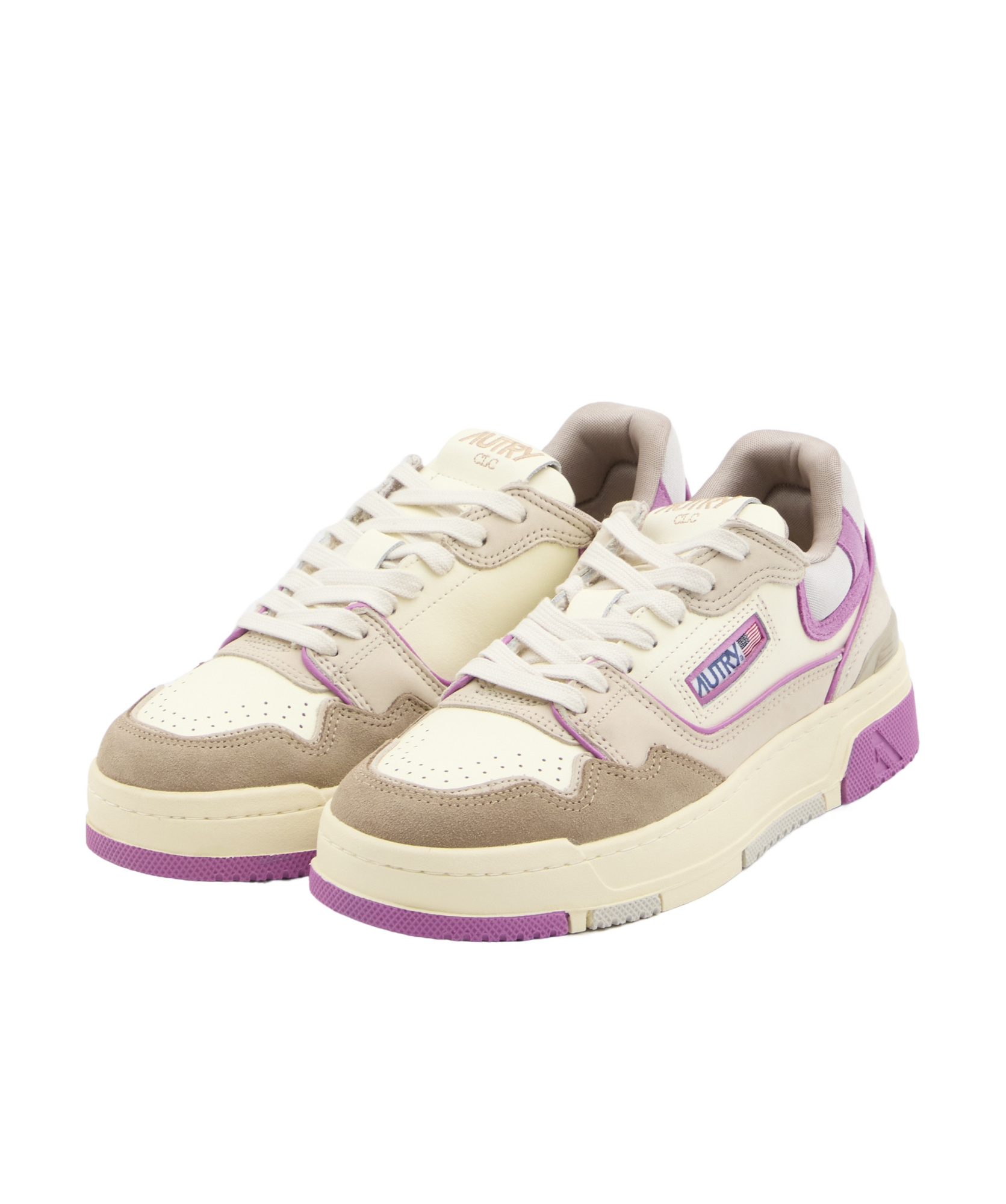 Autry Clc Low Sneakers In Leather Color Suede And Fabric In Nude