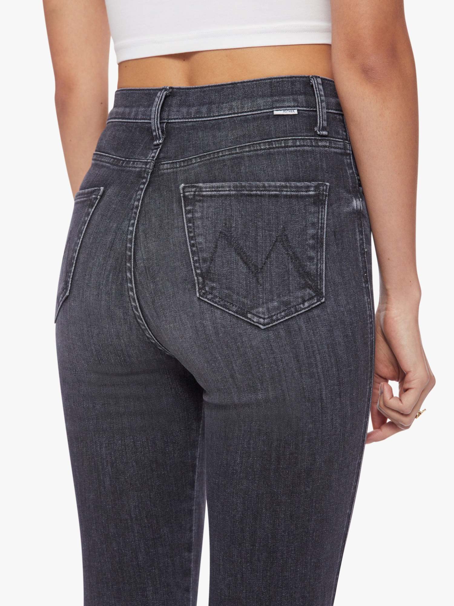 Mother Logo-tag Flared Jeans In Black
