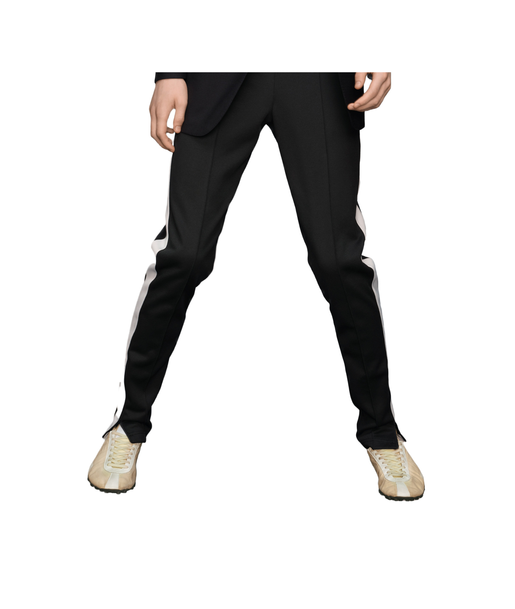 Maison Margiela Leather Lace-up Trainers Featuring Suede Accents In White