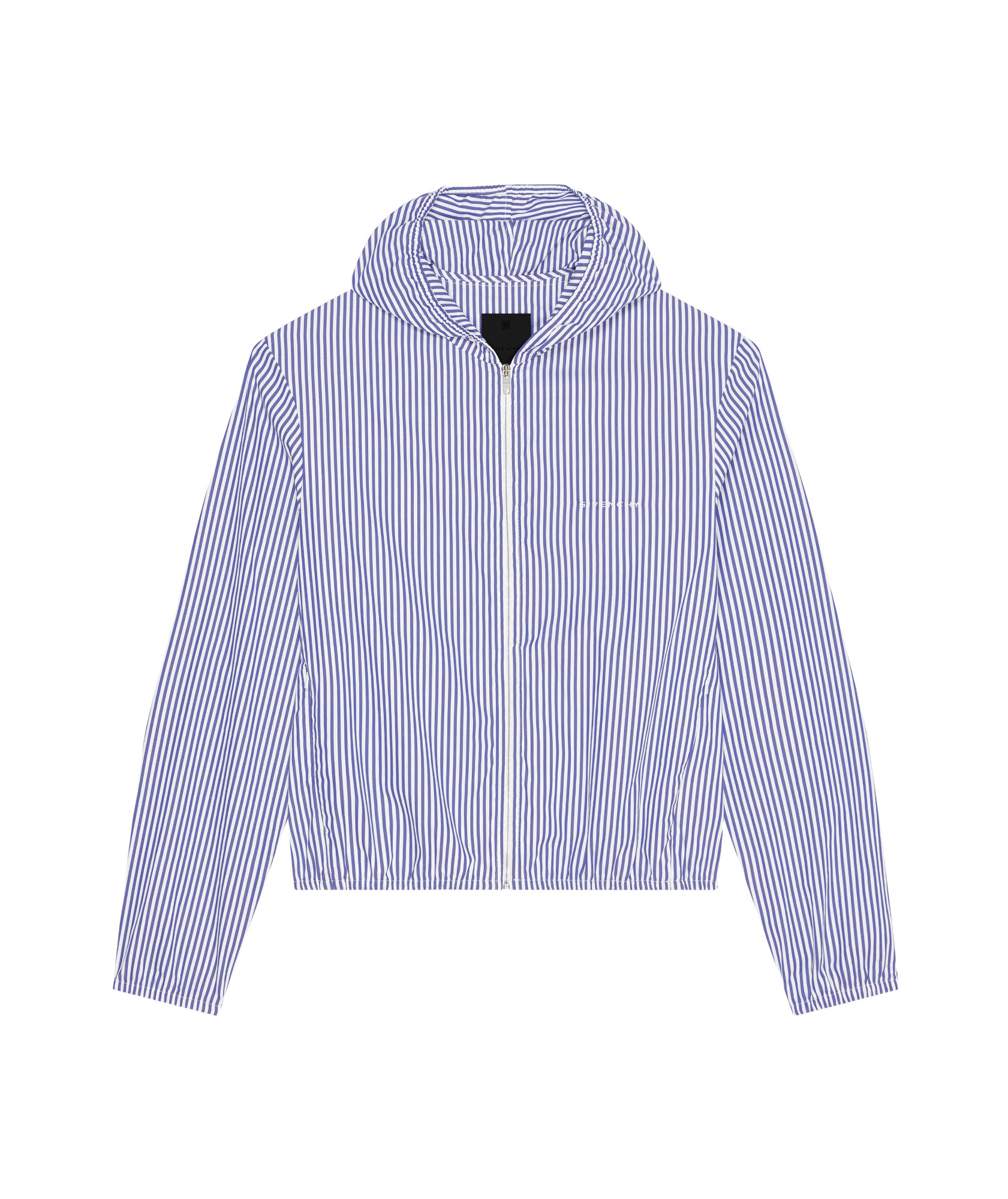 Givenchy Striped Hooded Cotton Jacket In Blue