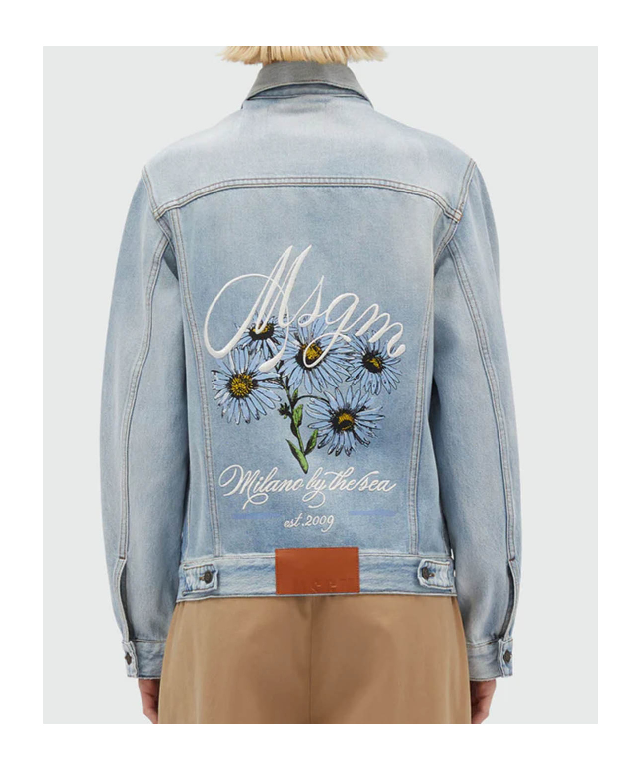 Msgm Long Sleeve Denim Jacket In Blue