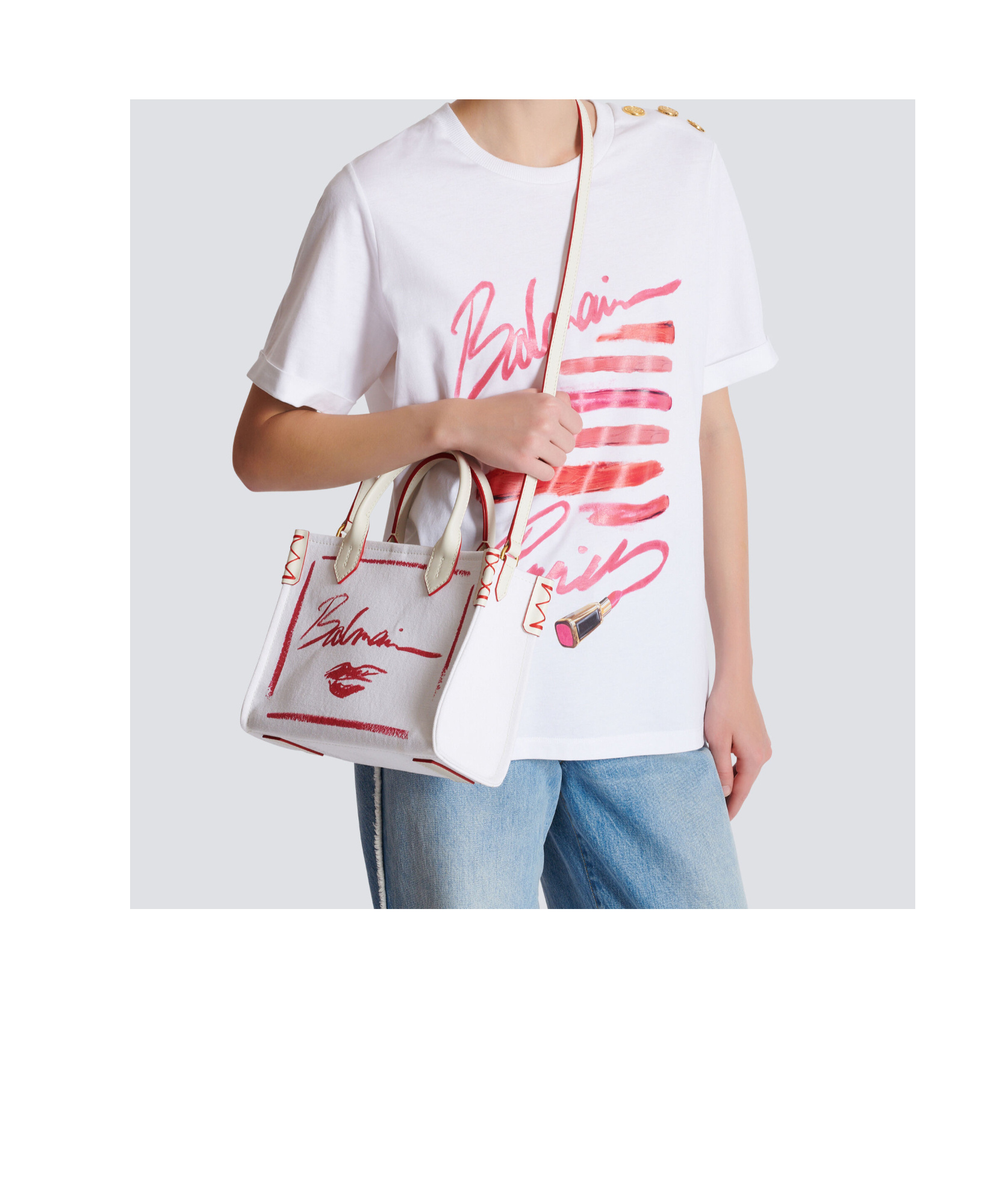 Balmain B-army Tote Bag In White