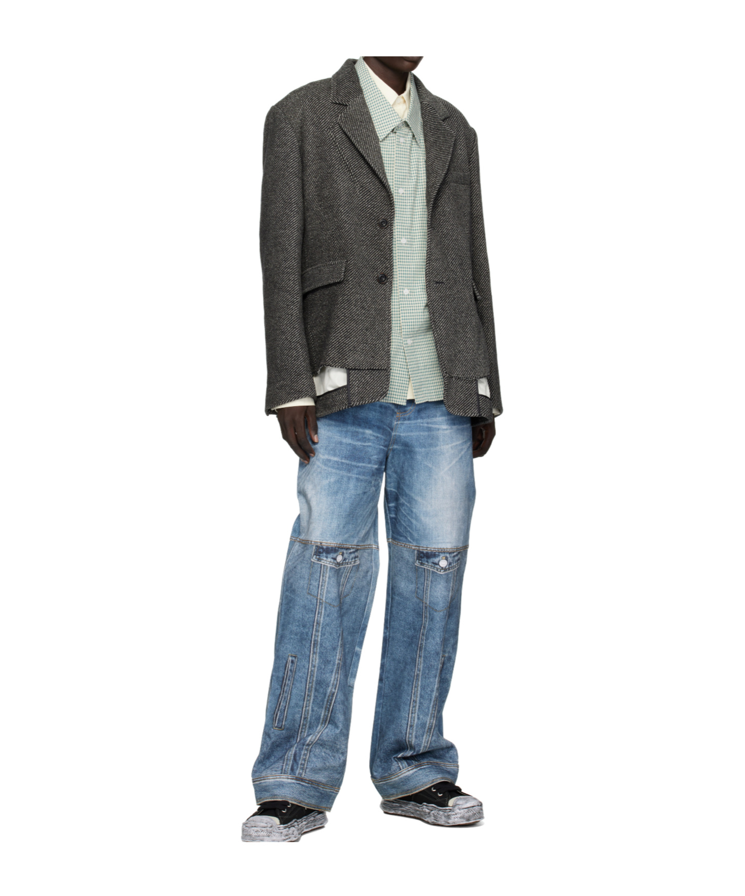 Andersson Bell Inside Out Wool Blazer In Gray