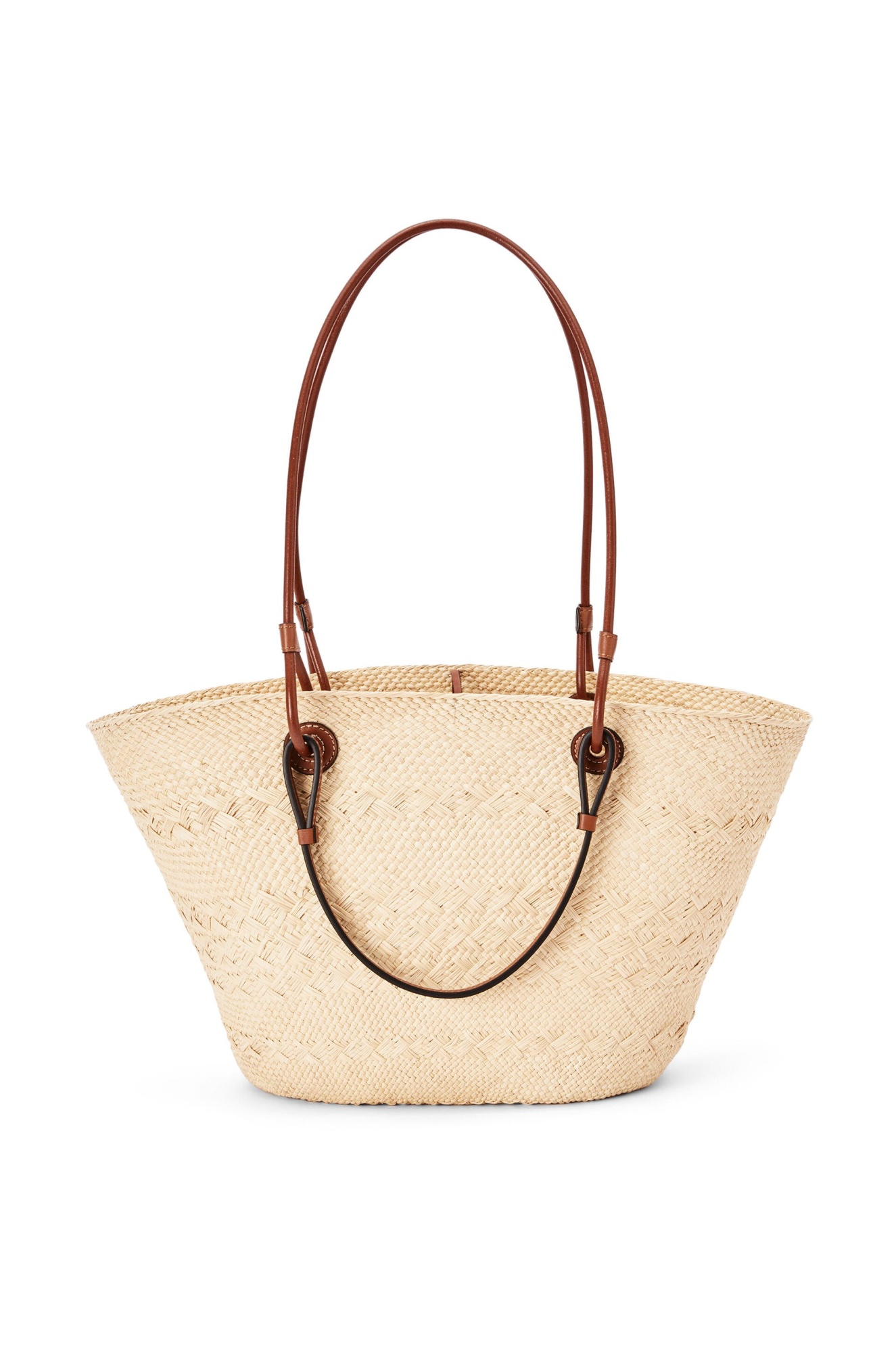 Loewe Anagram Basket Medium Bag In Iraca Palm And Calfskin In Nude